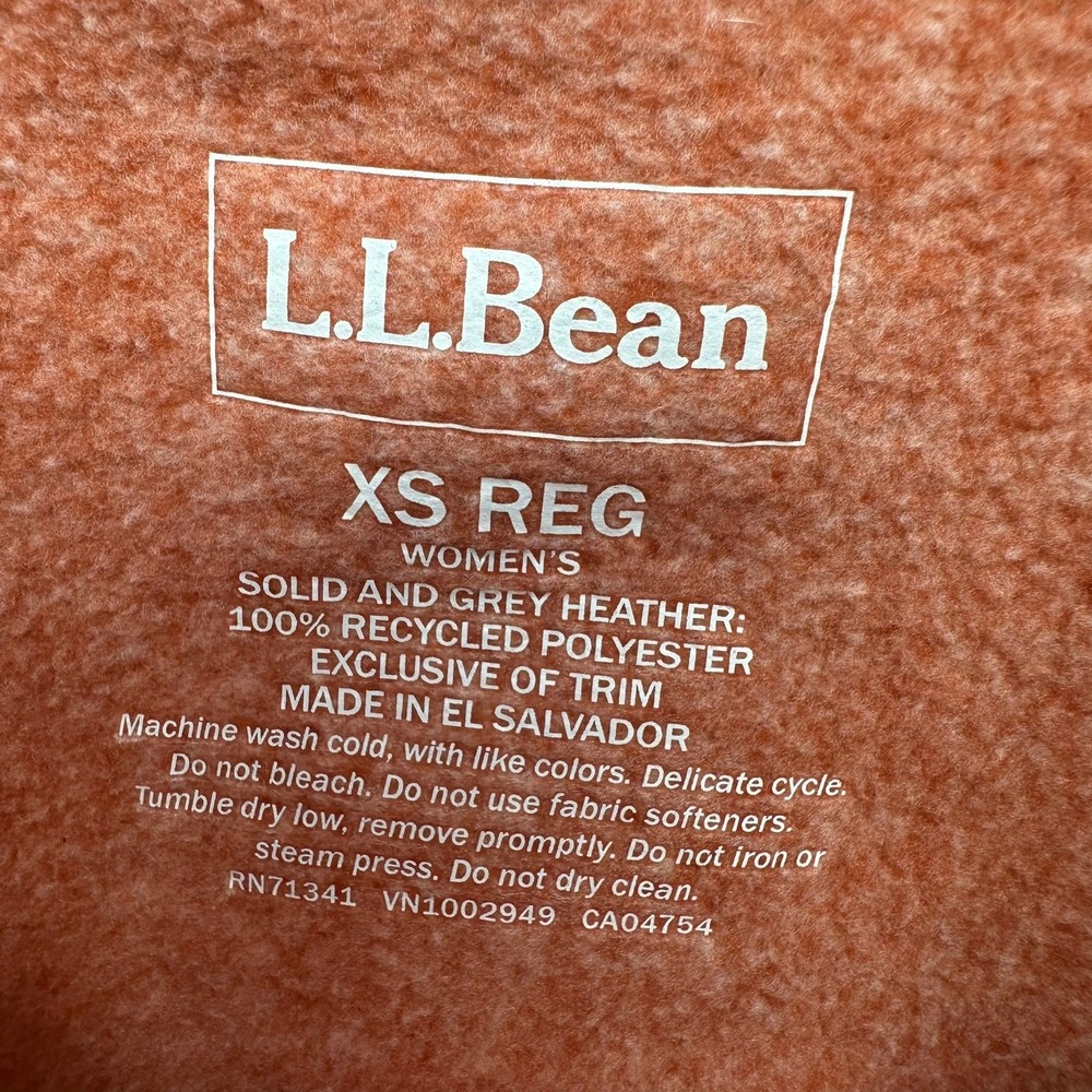 LL Bean Vest Womens XS Orange Sweater Fleece Full Zip 504675 Mock Neck Outdoor - Picture 3 of 11